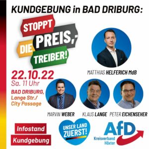 Read more about the article AfD-Kundgebung in Bad Driburg „Die Preistreiber stoppen“