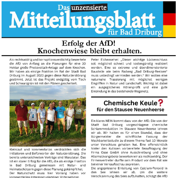 Mehr über den Artikel erfahren Das unzensierte Mitteilungsblatt für Bad Driburg Frühjahr 2024
