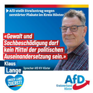 Mehr über den Artikel erfahren AfD stellt Strafantrag wegen zerstörter Plakate im Kreis Höxter.